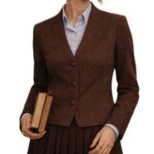 VTG Miss Dorby Paisley Blazer Size 12 Brown Retro Academia Old Money Heritage